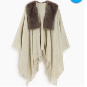 Jcrew faux shearling poncho. New with tags. OS
